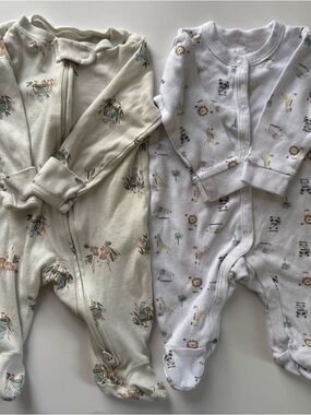 Neutral 0-3month Baby One-Piece Sleeper - Set of 2